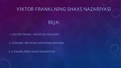 viktor franklning shaxs nazariyasi — PPTX
