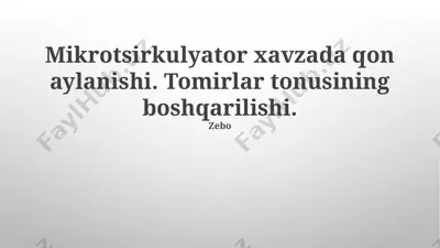 mikrotsirkulyator xavzada qon aylanishi. tomirlar tonusining boshqarilishi — PPTX