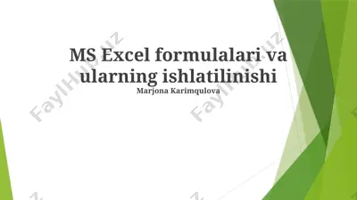 ms excel formulalari va ularning ishlatilinishi — PPTX
