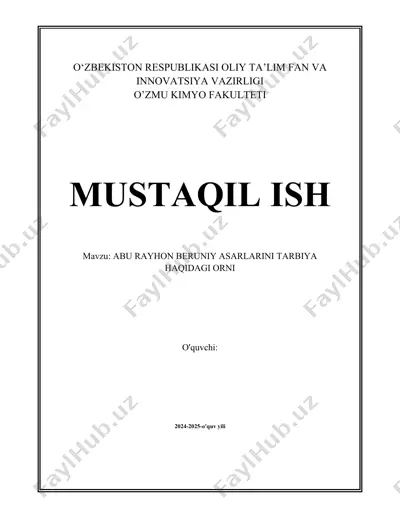 abu rayhon beruniy asarlarini tarbiya haqidagi omil — DOCX