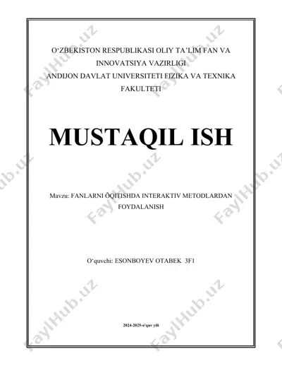 fanlarni õqitishda interaktiv metodlardan foydalanish — DOCX