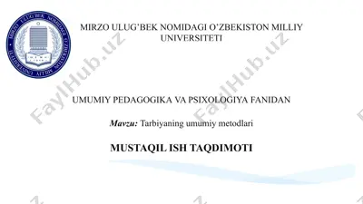 tarbiyaning umumiy metodlari — PPTX