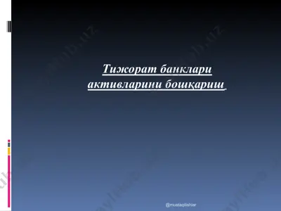 tijorat banklari aktivlarini boshqarish — PPT