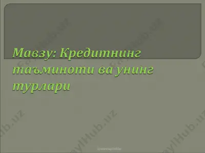 kreditning ta'minlanganligi — PPT
