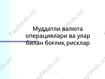 муддатли валюта операциялари ва улар билан боғлиқ рисклар — PPT