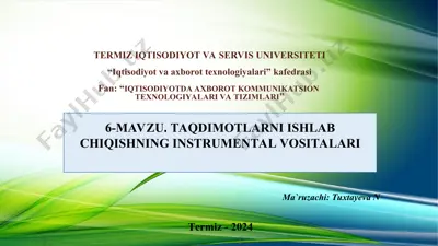 taqdimotlarni ishlab chiqishning instrumental vositalari — PPT