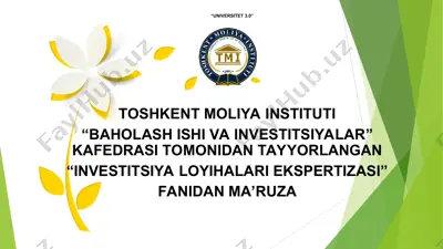 “investitsiya loyihalari ekspertizasi” fanidan ma’ruza — PPT