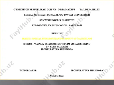 sotsial psixologiya kurs ishi — PPT