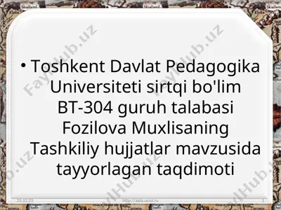 tashkiliy hujjatlar taqdimoti — PPT