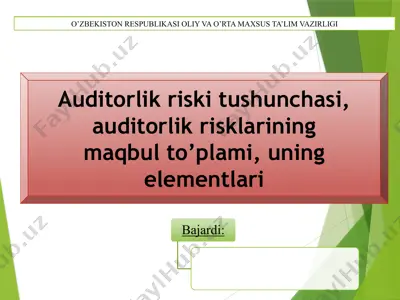 auditorlik riski tushunchasi — PPTX