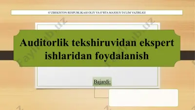 auditorlik tekshiruvidan ekspert ishlaridan foydalanish — PPTX