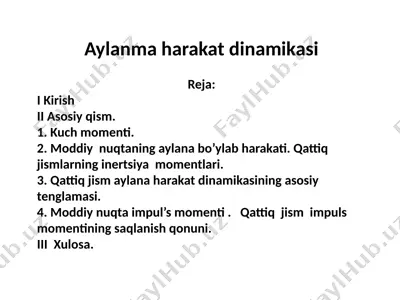 aylanma harakat dinamikasi — PPTX