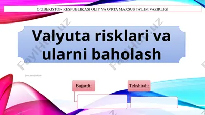 valyuta risklari va ularni baholash — PPTX