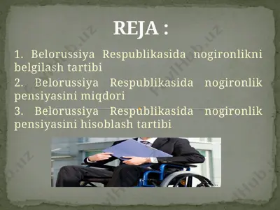 belorussiya respublikasida nogironlikni belgilash tartibi — PPTX