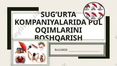 sug’urta kompaniyalarida pul oqimlarini boshqarish — PPTX