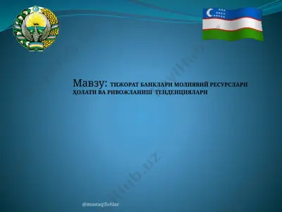 тижорат банклари молиявий ресурслари ҳолати ва ривожланиш тенденциялари — PPTX