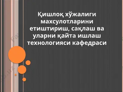 meva va sabzavotlarni saqlash va ularni qayta ishlash texnologiyasi — PPTX