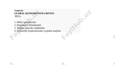 global iqtisodiyotda biznes — PPTX