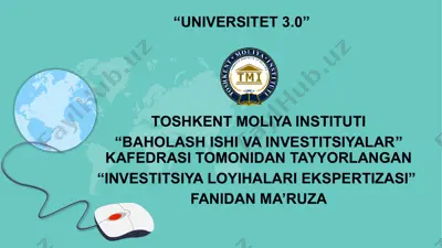 "investitsiya loyihalarining tijorat tahlili" — PPTX