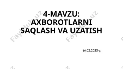 axborotlarni saqlash va uzatishning zamonaviy texnologiyalari — PPTX