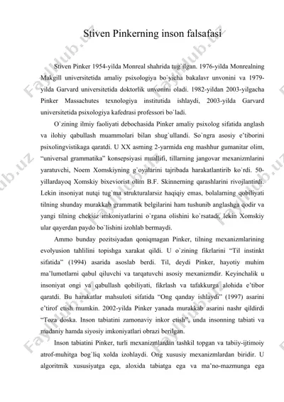 stiven pinkerning inson falsafasi — DOC