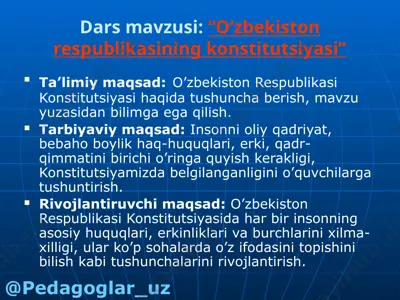 o’zbekiston respublikasining konstitutsiyasi — PPTX