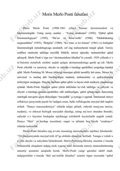 moris merlo ponti falsafasi — DOC