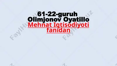 ülker kompaniyasining inson resurslaridan foydalanishni baholash me’zonlari — PPTX