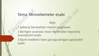 jetkerip beriwshiler menen esaplasıw — PPTX