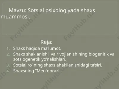 sotsial psixologiyada shaxs muammosi — PPTX