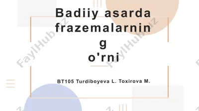 badiiy asarda frazemalarning o'rni — PPTX