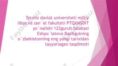 o`zbekiston respublikasida prizidentlik lavoziminig ta`sis etilishi — PPTX