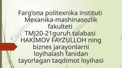 biznes-rejaning moliyaviy bo'limi taqdimoti — PPTX