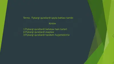 tiykarg'i qurallardi bahalaw ha'm tùrleri — PPTX