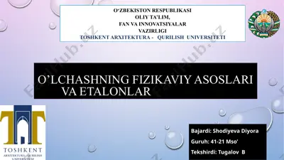 chiziqli o‘lchashning fizikaviy asoslari va etalonlar — PPTX