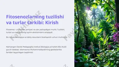 fitosenozlarning tuzilishi va turlar tarkibi — PPTX
