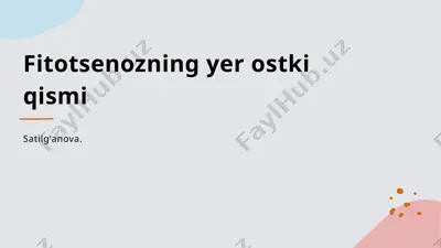 "fitotsenozning yer ostki qismi" — PPTX