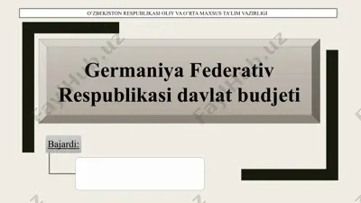germaniya federativ respublikasi davlat budjeti — PPTX