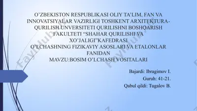 bosim o'lchash vositalari — PPTX
