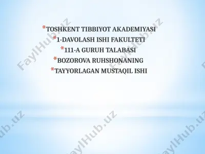 bozorova ruhshonaning tayyorlagan mustaqil ishi — PPTX