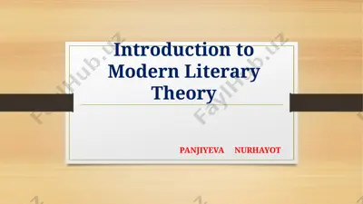 introduction to modern literary theory — PPTX