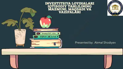 investitsiya loyihalari iqtisodiy tahlili — PPTX