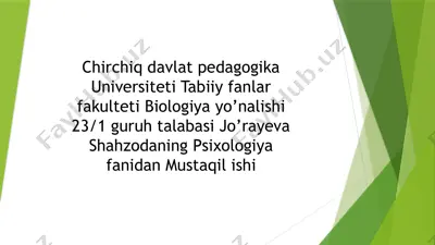 ta'lim jarayonida o’quv motivatsiyasi va uni boshqarish muammosi — PPTX