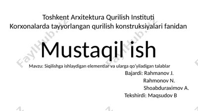 toshkent arxitektura qurilish instituti — PPTX
