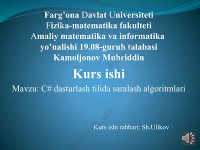 saralash algoritmlari — PPTX