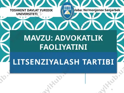 advokatlik faoliyatini litsenziyalash — PPTX