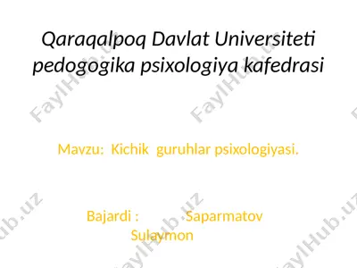 kichik guruhlar psixologiyasi — PPTX
