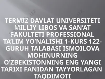 tarixi taqdimot "milliy urf-odatlar, qadriyatlar va an’analarning qayta tiklanishi" — PPTX