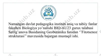 fitotsenoz strukturasi — PPTX