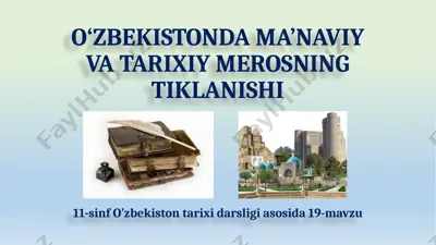 o‘zbekistonda ma’naviy va tarixiy merosning tiklanishi — PPTX